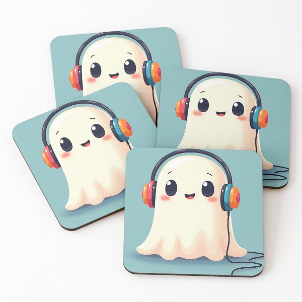 Item preview, Cute Kawaii Ghost with Headphones designed and sold by Leader Designer.