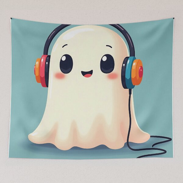 Item preview, Cute Kawaii Ghost with Headphones designed and sold by Leader Designer.