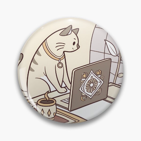 Item preview, Cute Cat with Coffee Working on Laptop with Islamic Patterns – Minimalist Study Artwork designed and sold by RAZ1995.