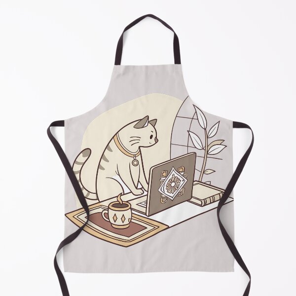 Item preview, Cute Cat with Coffee Working on Laptop with Islamic Patterns – Minimalist Study Artwork designed and sold by RAZ1995.