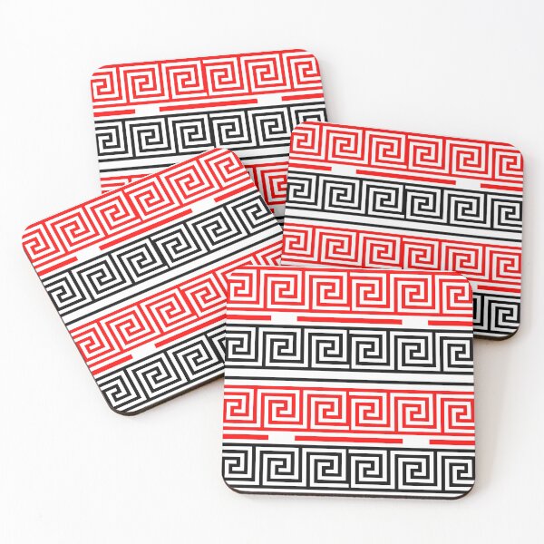 Item preview, White Background Red Black Greek Key Fret Design  designed and sold by PatternTitan.