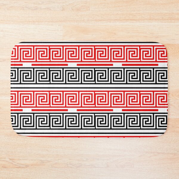 Item preview, White Background Red Black Greek Key Fret Design  designed and sold by PatternTitan.