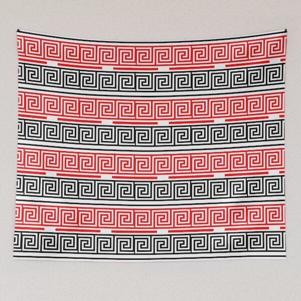 Item preview, White Background Red Black Greek Key Fret Design  designed and sold by PatternTitan.
