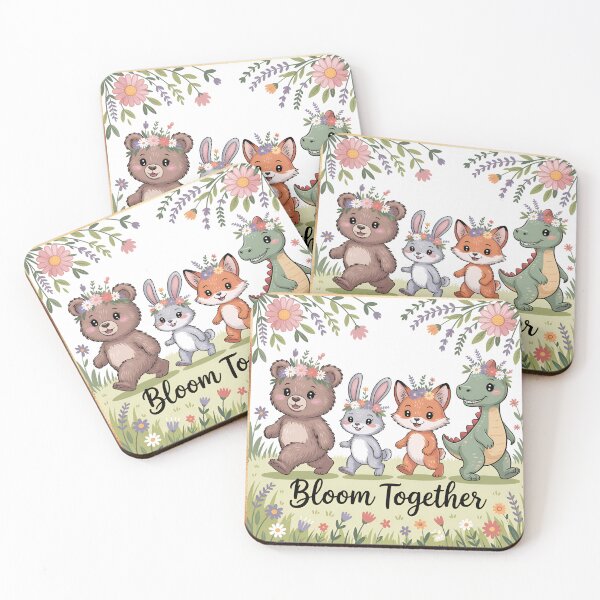Item preview, Bloom Together Cute Animal Friends & Floral Wreath Design designed and sold by NewAspect.