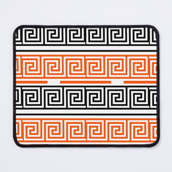 Item preview, White Background Orange Black Greek Key Fret Design designed and sold by PatternTitan.