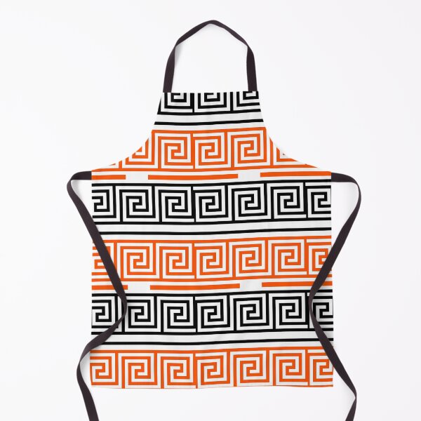 Item preview, White Background Orange Black Greek Key Fret Design designed and sold by PatternTitan.