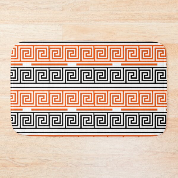 Item preview,  White Background Orange Black Greek Key Fret Design  designed and sold by PatternTitan.
