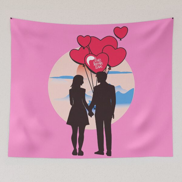 Item preview, Couple with Balloon Live Laugh Love Romantic Quote Art designed and sold by ArtsyExplorer.
