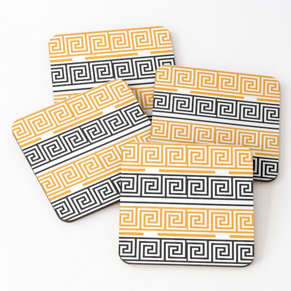 Item preview, White Background Yellow Black Greek Key Fret Design  designed and sold by PatternTitan.