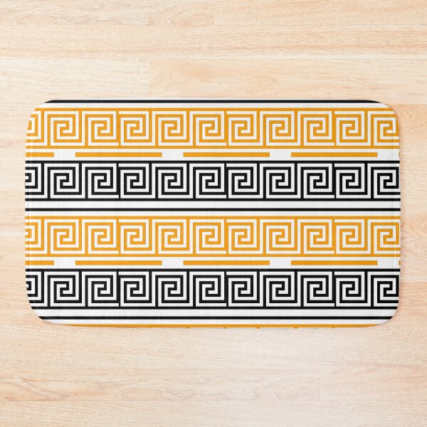 Item preview, White Background Yellow Black Greek Key Fret Design  designed and sold by PatternTitan.