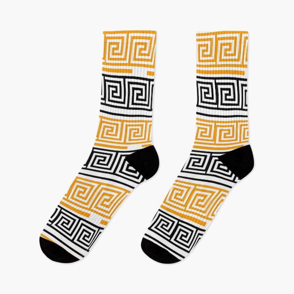 Item preview, White Background Yellow Black Greek Key Fret Design  designed and sold by PatternTitan.