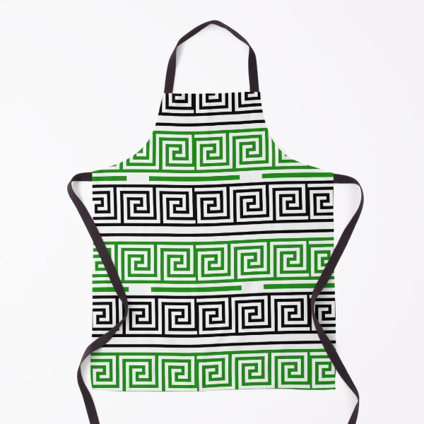 Item preview, White Background Green Black Greek Key Fret Design designed and sold by PatternTitan.