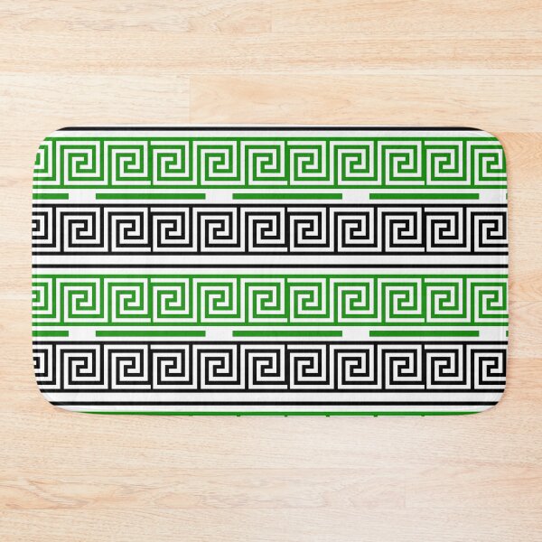 Item preview, White Background Green Black Greek Key Fret Design  designed and sold by PatternTitan.