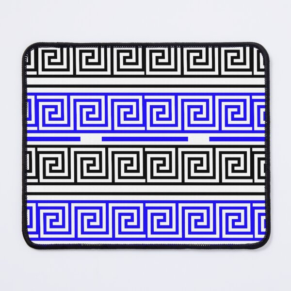 Item preview, White Background Blue Black Greek Key Fret Design designed and sold by PatternTitan.