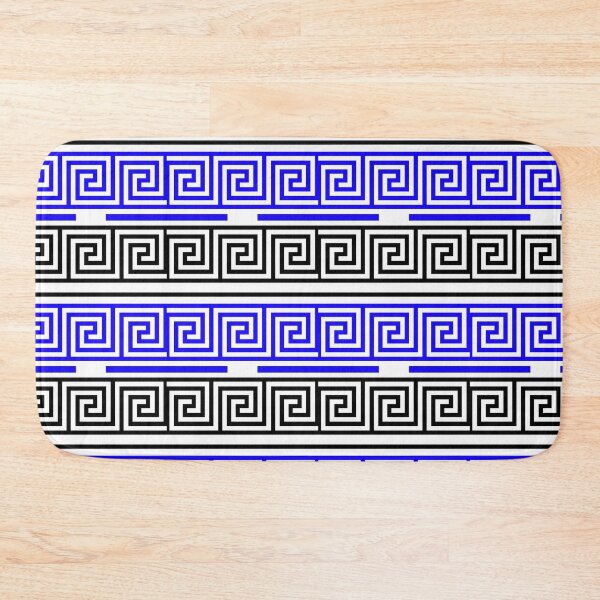 Item preview, White Background Blue Black Greek Key Fret Design  designed and sold by PatternTitan.