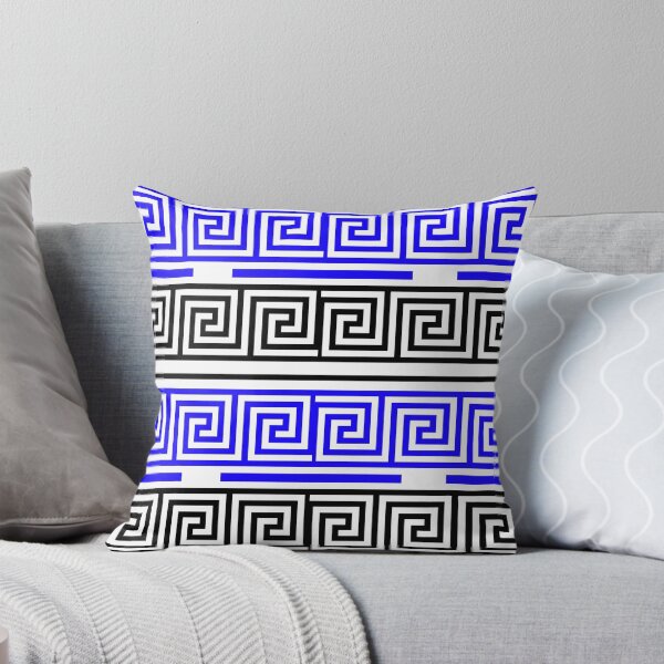 Item preview, White Background Blue Black Greek Key Fret Design  designed and sold by PatternTitan.