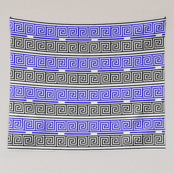 Item preview, White Background Blue Black Greek Key Fret Design  designed and sold by PatternTitan.