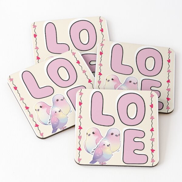 Item preview, LOVE sign in pastel colours with pigeons designed and sold by Pigeonarchy.
