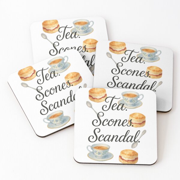 Item preview, Tea. Scones. Scandal. Watercolor Teacup & Pastry Vintage Script designed and sold by yaney85.
