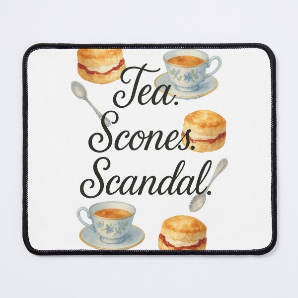 Item preview, Tea. Scones. Scandal. Watercolor Teacup & Pastry Vintage Script designed and sold by yaney85.