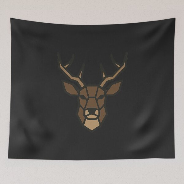 Aperçu de l'œuvre Geometric Deer Head – Low Poly Symmetrical Antler Design créée et vendue par Bratak.
