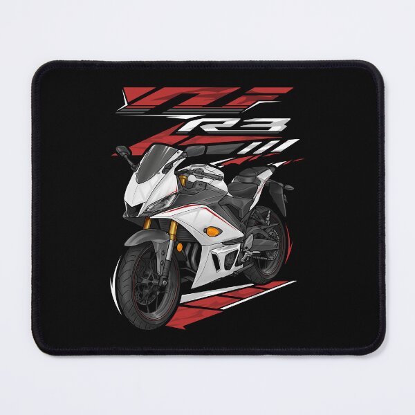 Artikelvorschau, Yamaha YZF-R3 2019 (Vivid White) für Motorradfahrer entworfen und verkauft von MotoApparelHub.