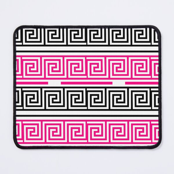 Item preview, White Background Pink Black Greek Key Fret Design  designed and sold by PatternTitan.