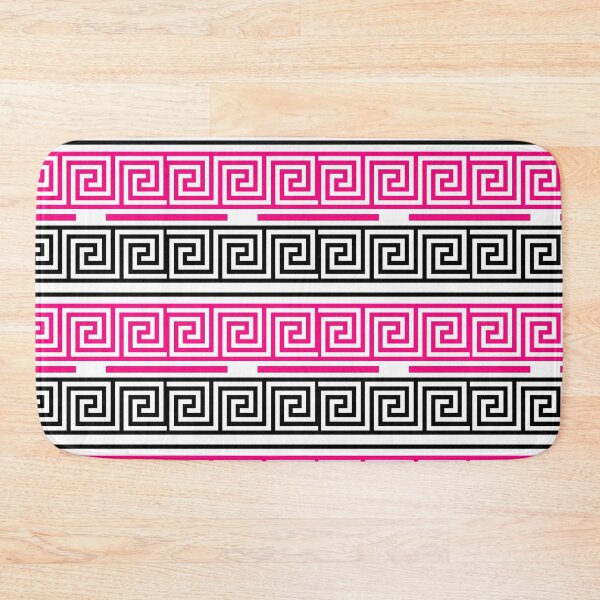 Item preview, White Background Pink Black Greek Key Fret Design  designed and sold by PatternTitan.