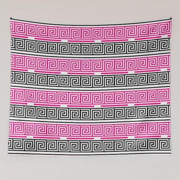 Item preview, White Background Pink Black Greek Key Fret Design  designed and sold by PatternTitan.