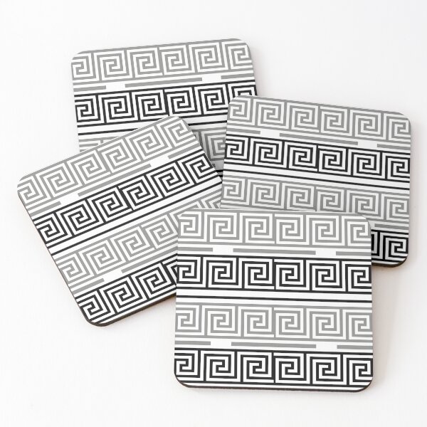 Item preview, White Background Grey Black Greek Key Fret Design  designed and sold by PatternTitan.