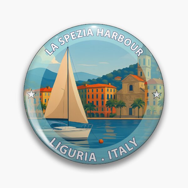 Item preview, La Spezia Harbour Italy - Iconic Landmark Travel vacation destination souvenir art stamp designed and sold by inkNext.