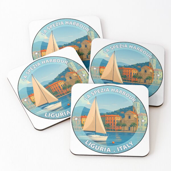 Item preview, La Spezia Harbour Italy - Iconic Landmark Travel vacation destination souvenir art stamp designed and sold by inkNext.