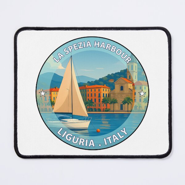 Item preview, La Spezia Harbour Italy - Iconic Landmark Travel vacation destination souvenir art stamp designed and sold by inkNext.
