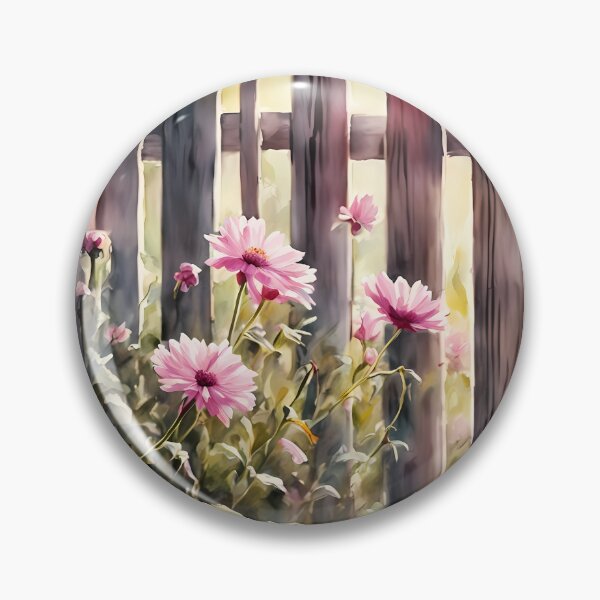 Item preview, Wooden Fence with Pink Flowers designed and sold by CalmnessbyChoice.
