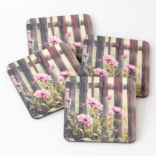 Item preview, Wooden Fence with Pink Flowers designed and sold by CalmnessbyChoice.