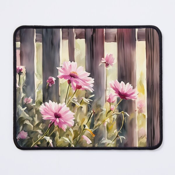 Item preview, Wooden Fence with Pink Flowers designed and sold by CalmnessbyChoice.