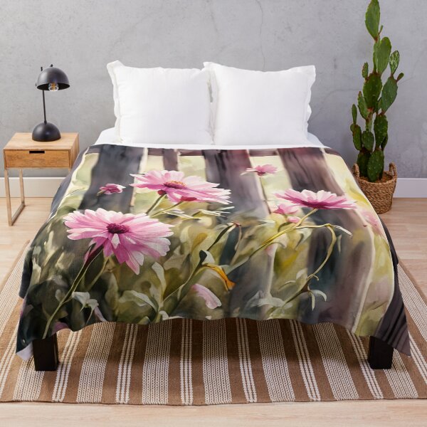 Item preview, Wooden Fence with Pink Flowers designed and sold by CalmnessbyChoice.