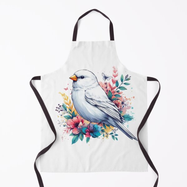 Item preview, A lovely, elegant, and graceful white canary with colorful leaves and flowers. designed and sold by Marcoshop10.