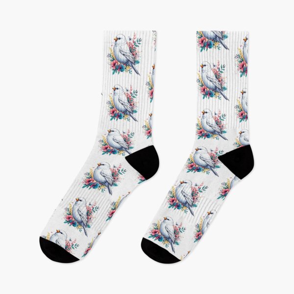 Item preview, A lovely, elegant, and graceful white canary with colorful leaves and flowers. designed and sold by Marcoshop10.