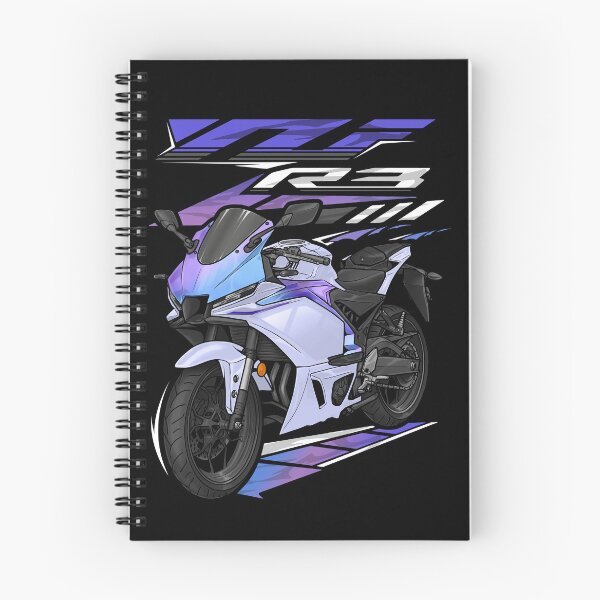 Artikelvorschau, Yamaha YZF-R3 2025 (Mondweiß & Nebelblau) für Motorradfahrer entworfen und verkauft von MotoApparelHub.