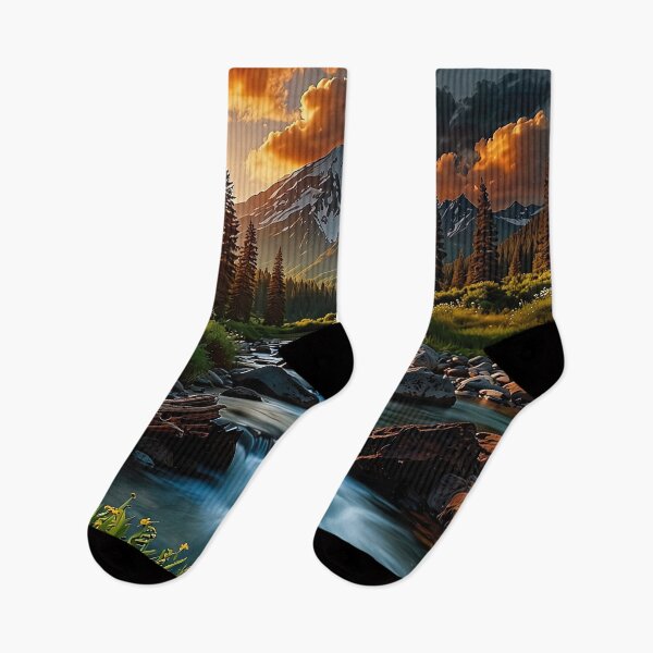 Item preview, Sunset on the mountain river designed and sold by PixelParadies.