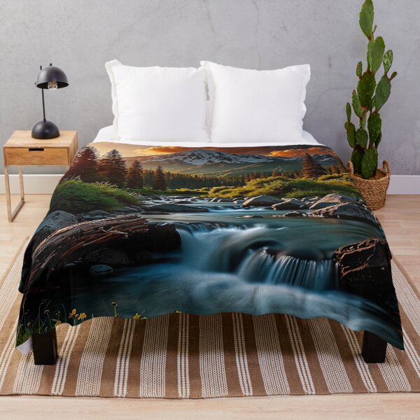 Item preview, Sunset on the mountain river designed and sold by PixelParadies.