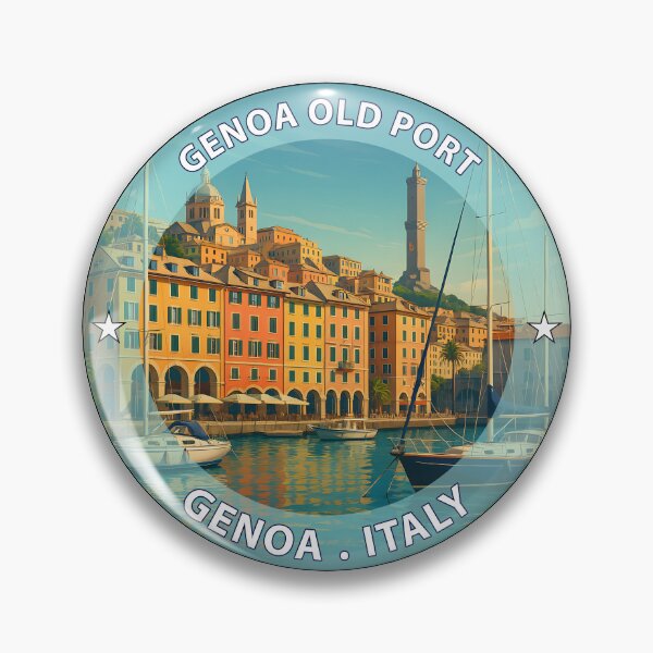 Item preview, Genoa Old Port Italy - Iconic Landmark Travel vacation destination souvenir art stamp designed and sold by inkNext.