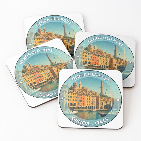 Item preview, Genoa Old Port Italy - Iconic Landmark Travel vacation destination souvenir art stamp designed and sold by inkNext.