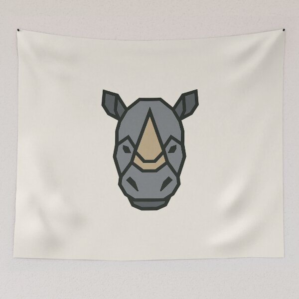 Aperçu de l'œuvre Geometric Rhino Head – Low Poly Symmetrical Horn Design créée et vendue par Bratak.