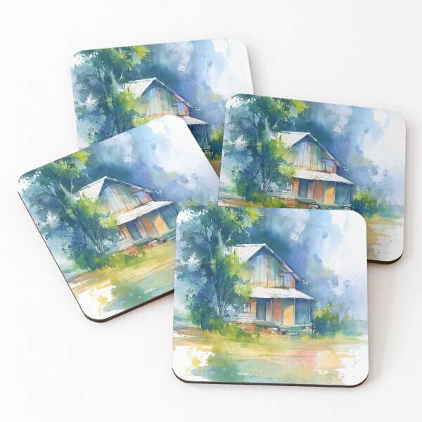 Item preview, Minimal landscape watercolor painting  designed and sold by Artania21.