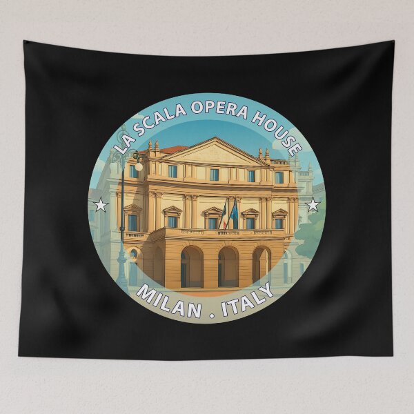 Item preview, La Scala Opera House Milan Italy - Iconic Landmark Travel vacation destination souvenir art stamp designed and sold by inkNext.