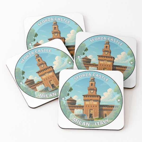 Item preview, Sforza Castle Milan Italy - Iconic Landmark Travel vacation destination souvenir art stamp  designed and sold by inkNext.