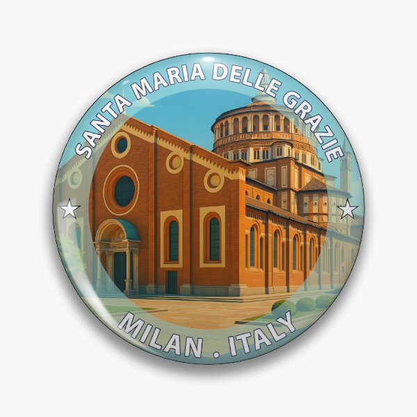 Item preview, Santa Maria delle Grazie Milan Italy - Iconic Landmark Travel vacation destination souvenir art stamp  designed and sold by inkNext.