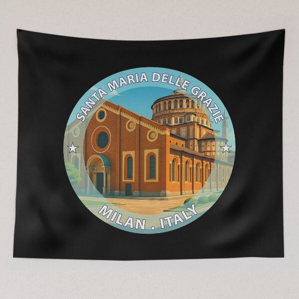 Item preview, Santa Maria delle Grazie Milan Italy - Iconic Landmark Travel vacation destination souvenir art stamp  designed and sold by inkNext.